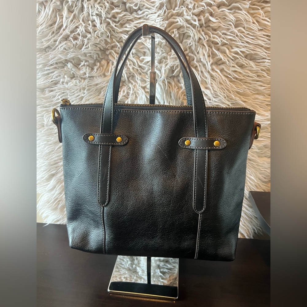 Fossil Black Leather Hobo Crossbody Purse